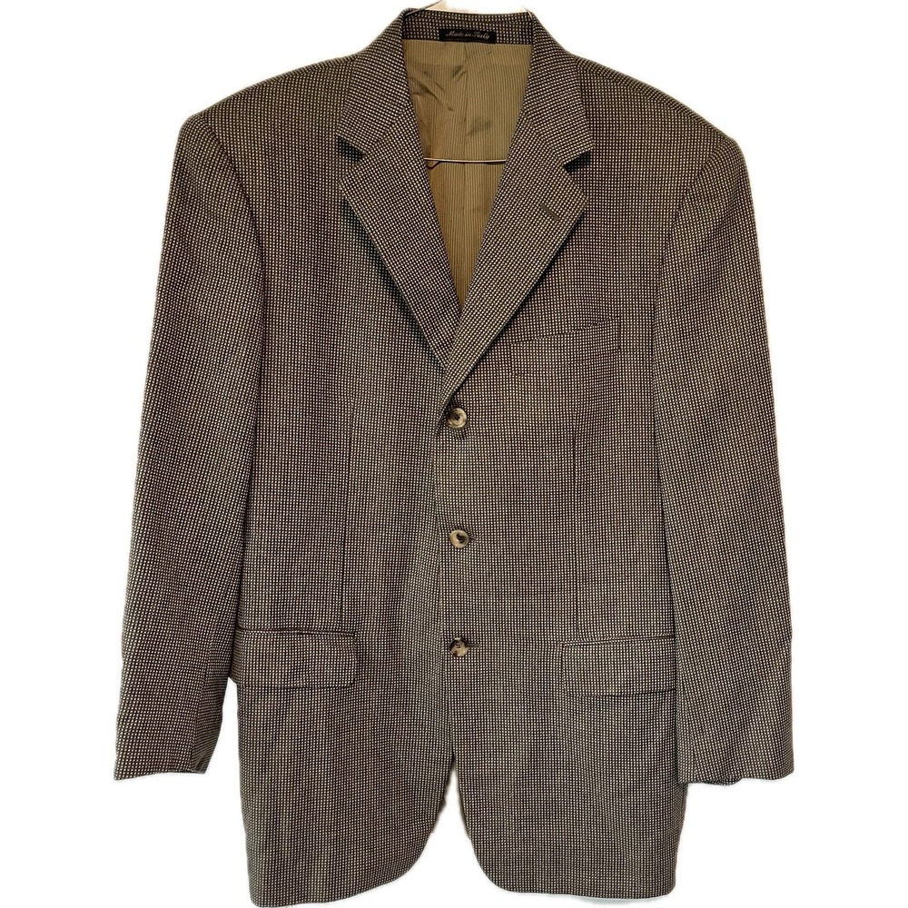 Pal‎ Zileri Blazer Gruppo Forall Brown Houndstooth Euro Sz 54 Silk Wool 42-44R